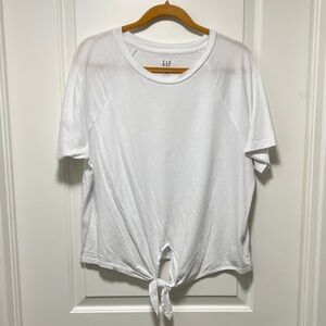 GAP White Short Sleeve Tie-Front Tee